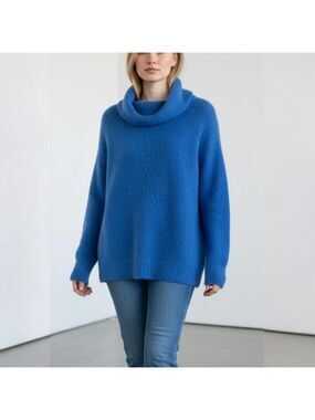 LOFT Teal Cowl Neck Sweater XS Blue Knit Business Casual Minimalist